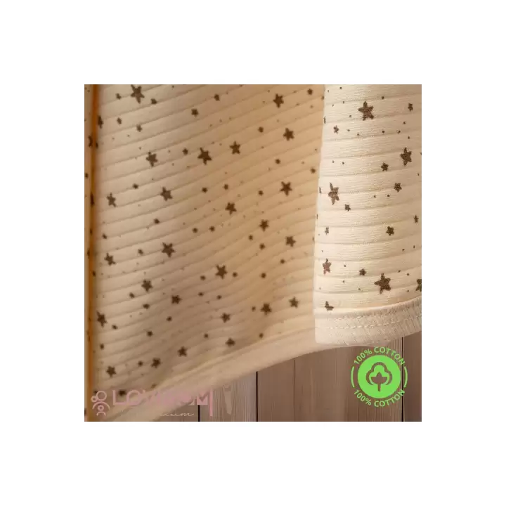 Lovimom %100 Pamuklu Yenidoğan & Bebek Battaniyesi Penye Yumuşak Nefes Alan Kumaş 0-2 Yaş 80x90cm Yıldız