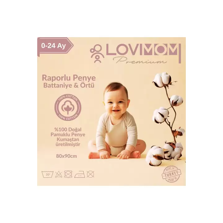 Lovimom %100 Pamuklu Yenidoğan & Bebek Battaniyesi Penye Yumuşak Nefes Alan Kumaş 0-2 Yaş 80x90cm Yıldız