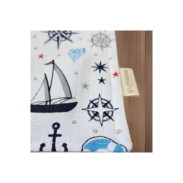 Premium %100 Pamuk Ekstra Soft 2 Katlı Su Geçirmez Müslin Bebek Mama Önlüğü Çıtçıtlı Sailor 0-2 Yaş