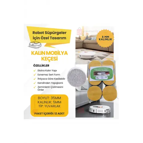 Kalın Yüksek Sert Mobilya Keçesi 35mm (12Lİ) Zemin Koruma Robot Süpürge Için Mobilya Yükseltici