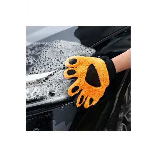 Çift Taraflı Mikrofiber Polar Araba Yıkama Eldiveni – Yumuşak Mercan Polar, Çizik Önleyici 1 Adet