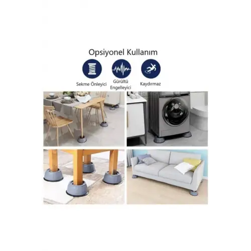 Çamaşır Makinesi Titreşim Önleyici Kaydırmaz Vantuzlu Ayak Stoper 4 Adet Kanepe Yatak Masa Yükseltme