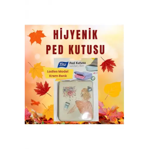 Titiz Hijyenik Plastik Kilit Kapaklı Ped Kutusu BPA İçermez | Ladies Figürlü | Krem Renk | 1 Adet