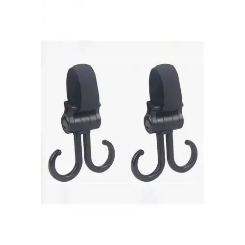 Bebek Arabasına Uyumlu Cırtlı 2 Kancalı Eşya Taşıma Aparatı 360 Derece Dönebilen Plastik Kanca 1adet