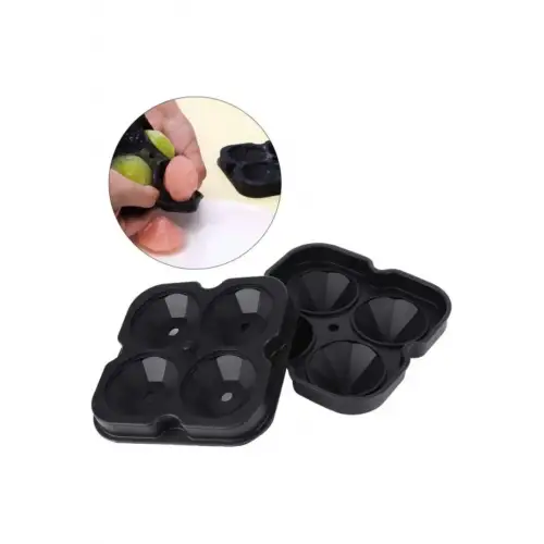 Elmas Şekilli Silikon Buz Yapma Kalıbı Kapaklı Siyah 1 Adet