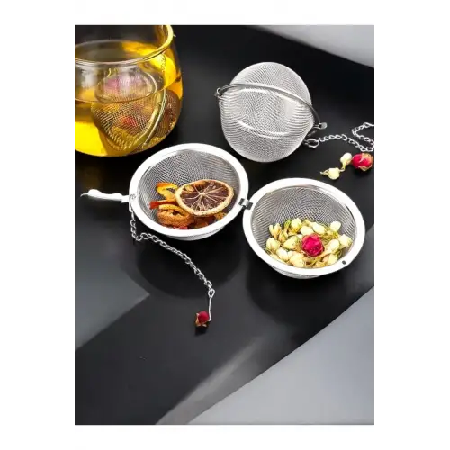 Paslanmaz Çelik Hijyenik Çay Filtresi Demlik Küre Kilitleme Çay Topu - Kutusuz 1 Adet