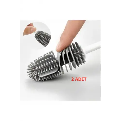 2 Adet Silikon Kaliteli Yeni Nesil Uzun Saplı Şişe Bardak Kavanoz Biberon Emzik Yıkama Fırçası