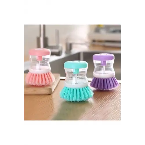 Pratik Sıvı Deterjan Hazneli Bulaşık Fırçası | Hazneli Mutfak Banyo Lavabo Yıkama Fırçası - 1 Adet
