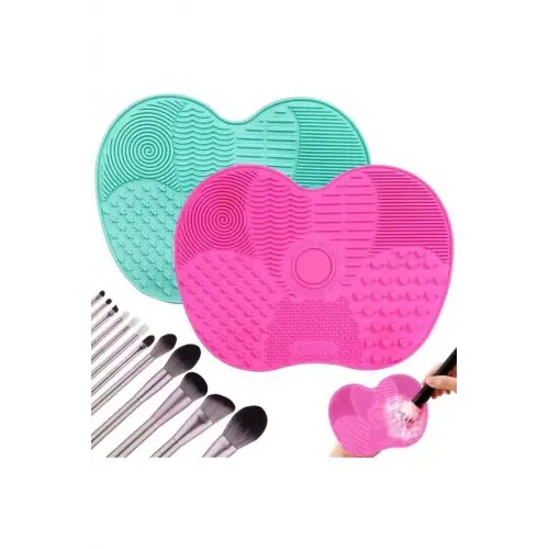 Pratik Kadın Kolay Makyaj Fırçası Süngeri Temizleme Temizleyici Silikon Matı Aparatı Aleti Küçük