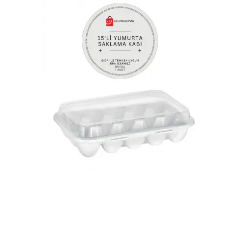 Yumurta Saklama Kabı 15li Steril BPA İçermez Yumurtalık Kapaklı Yumurta Organizeri 1 Adet