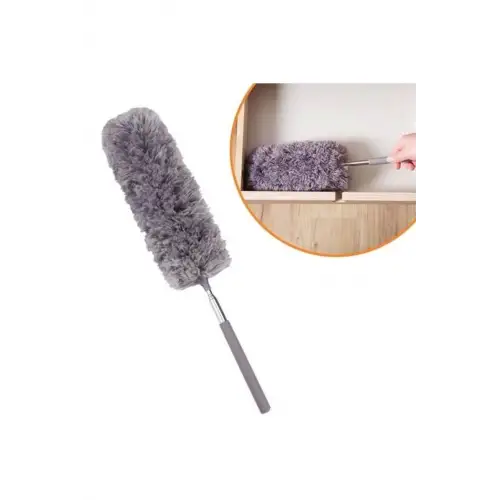 Buffer 140 Cm Teleskopik Uzatılabilir Mikrofiber Yumuşak Başlıklı Gri Toz Alma Fırçası Toz Püskülü