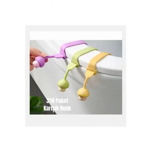 3lü Paket Hijyenik Klozet Kapağı Tutacağı Mantar Tasarımlı Klozet Kaldırma Aparatı Yeşil