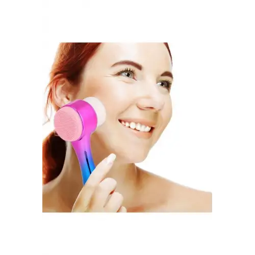 Çift İşlevli Renkli Cilt Yüz Temizleme Fırçası Peeling Masaj Etkili