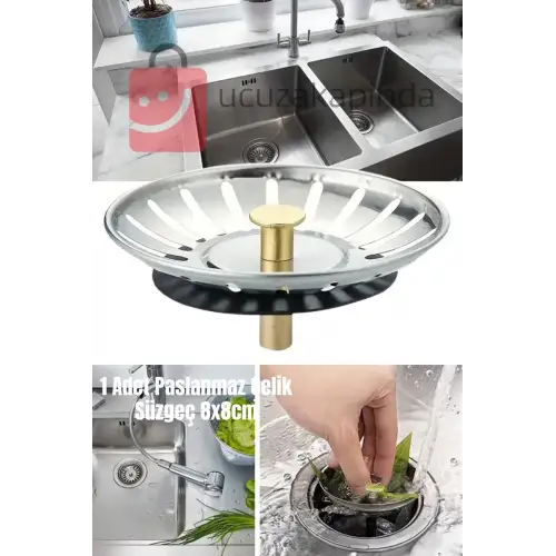 Yeni Paslanmaz Çelik Lavabo Gider Süzgeci Mutfak Lavabo Evye Süzgeci 1 Adet