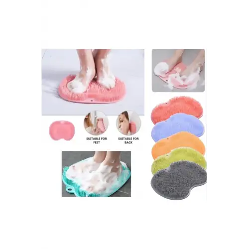 Vantuzlu Silikon Banyo Fırçası Ayak Masaj Pedi Sırt Kesesi Vücut Yıkama Lifi Karışık Renk 1 Adet