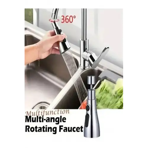 Pratik 3 Fonksiyonlu 720 Derece Metalik Musluk Başlığı Oynar Başlıklı 1 Adet Abs Plastik