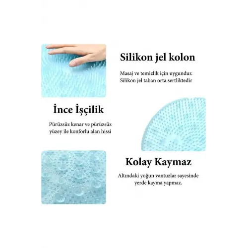 Silikon Fırçalı Banyo Masaj Matı Ve Ayaklar Için Topuk Masaj Paspası