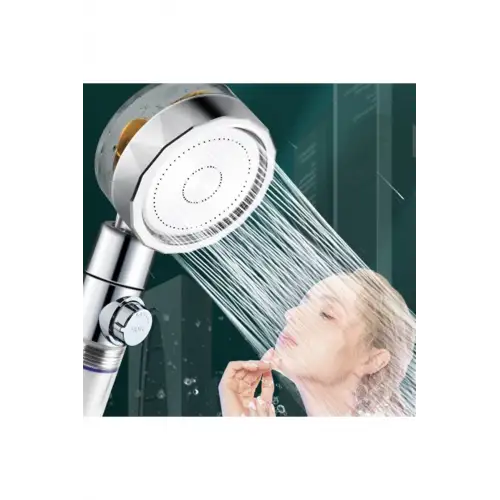 Turbo Pervaneli ve Filtreli Su Tasarruflu 360 Derece Dönebilen Tazyikli Duş Başlığı