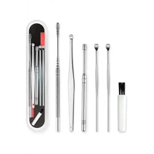 6 Parça Paslanmaz Çelik Kulak Balmumu Toplayıcı Çıkarıcı Temizleyici Bakımı Çubuk Seti