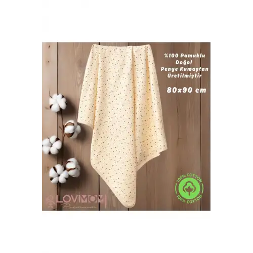 Lovimom %100 Pamuklu Yenidoğan & Bebek Battaniyesi Penye Yumuşak Nefes Alan Kumaş 0-2 Yaş 80x90cm Yıldız