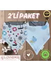 2li Paket Premium %100 Pamuk Ekstra Soft 2 Kat Müslin Bebek Fuları Salya & Mama Önlüğü 3 Çıtçıtlı - Sunshine + Sailor
