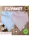2li Paket Premium %100 Pamuk Ekstra Soft 2 Kat Müslin Bebek Fuları Salya & Mama Önlüğü 3 Çıtçıtlı