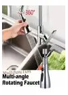 Pratik 3 Fonksiyonlu 720 Derece Metalik Musluk Başlığı Oynar Başlıklı 1 Adet Abs Plastik