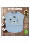 %100 Pamuk Su Geçirmez Yumuşak Penye Bebek Mama Önlüğü Cepli Cırtcırtlı MAVİ 0-2 Yaş