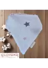 Premium %100 Pamuk Ekstra Soft 2 Kat Müslin Bebek Fuları Salya & Mama Önlüğü 45cm 3 Çıtçıtlı Star