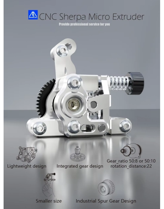 Mellow Sherpa Micro All Metal CNC Extruder – 8T/10T LDO / MOONS Motor Uyumlu