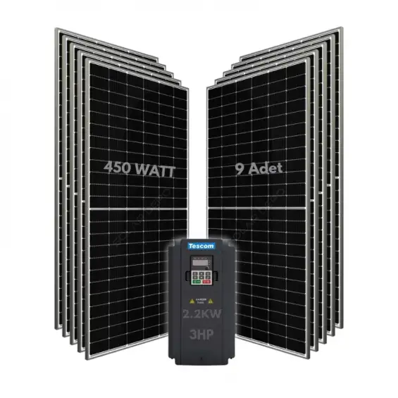 2.2KW 3HP 3Faz 220V Güneş Paneli ile Dalgıç Pompa Sistemi