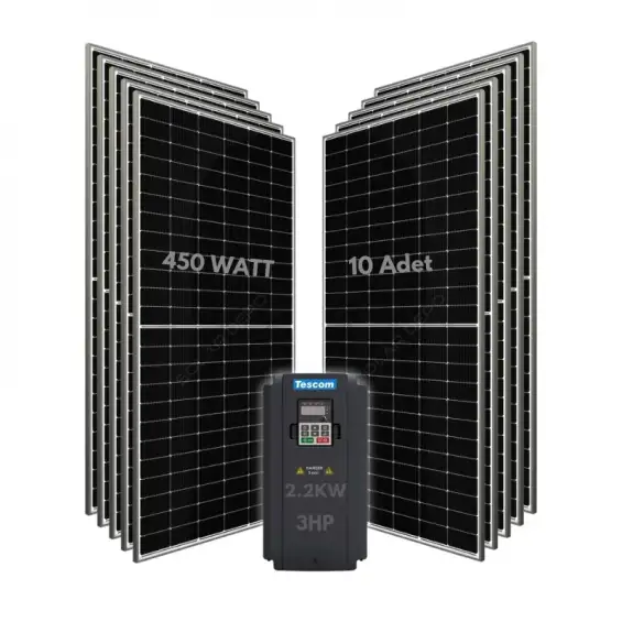 2.2KW 3HP 3Faz 380V Güneş Paneli ile Dalgıç Pompa Sistemi