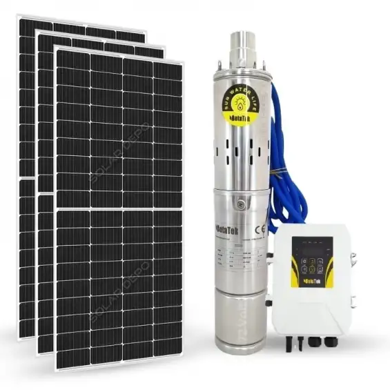 3 adet Güneş Paneli ile Çalışan Hegel 72 Volt Sulama Paketi - Max.90 Metre - Max.4 Ton Su