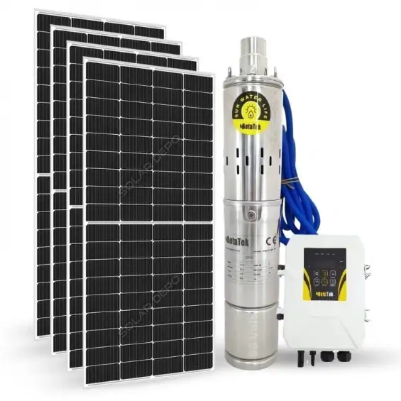 4 Adet Güneş Paneli ile Çalışan Hegel 96 Volt Dc Pompalı Sulama Paketi - Max.90 Metre - Max.7.5 Ton Su