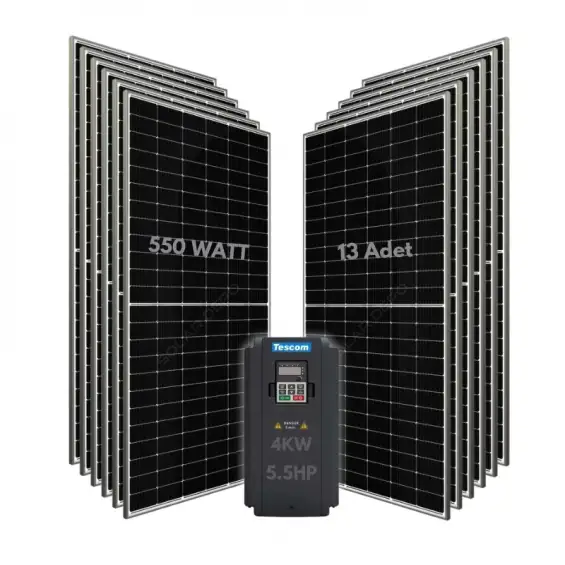 4KW 5.5HP 3Faz 380V Güneş Paneli ile Dalgıç Pompa Sistemi