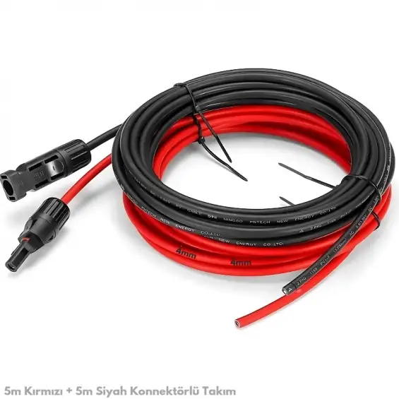 4mm 5m Kırmızı + 5m Siyah Solar Kablo ve Konnektör Set