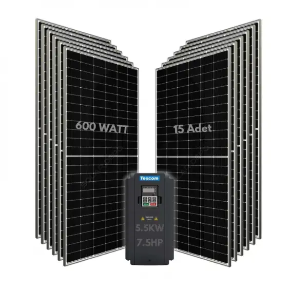 5.5KW 7.5HP 3Faz 380V Güneş Paneli ile Dalgıç Pompa Sistemi