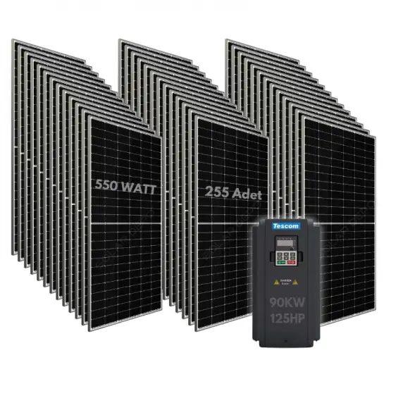 90KW 125HP 3Faz 380V Güneş Paneli ile Dalgıç Pompa Sistemi