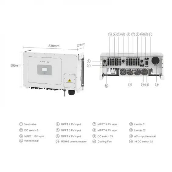 Chisage 100KW 6xMPPT Trifaze On-Grid İnverter
