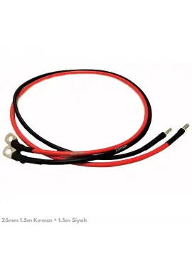 Akü Bağlantı Kablosu 25mm - 1.5 metre Kırmızı + 1.5 metre Siyah