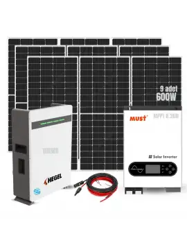 Tam Off Grid 10KWH Solar Enerji Paketi – 9x600W Gazioğlu Panel + Hegel 51.2V 200Ah LiFePO4 Akü + 6.2KW İnverter