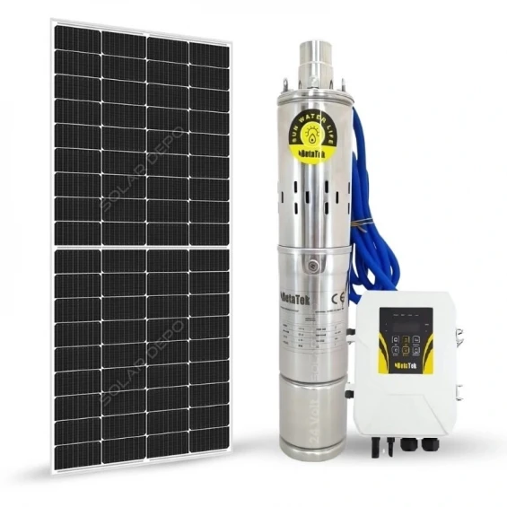 1 adet Güneş Paneli ile Çalışan 24 Volt Sulama Paketi - Max.70 Metre - Max.1.8 Ton Su