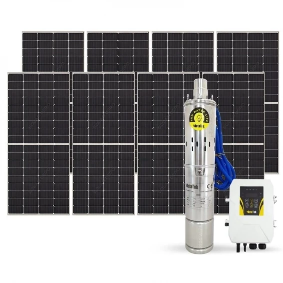 8 adet Güneş Paneli ile Çalışan 2200 Watt Sulama Paketi - Max.50 Metre - Max.35 Ton Su