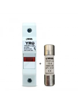 Hegel DC 1000V 20KA Kartuş Yuvası + Hegel DC 15A 1000V Kartuş Sigorta
