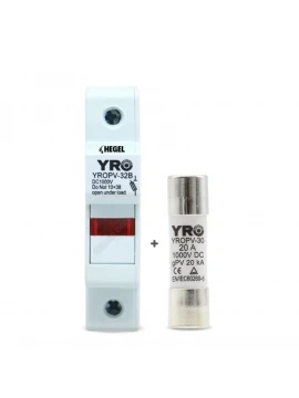 Hegel DC 1000V 20KA Kartuş Yuvası + Hegel DC 20A 1000V Kartuş Sigorta