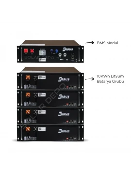 Orbus 10KWh Lityum Batarya + BMS 200VDC Yüksek Voltaj Paket