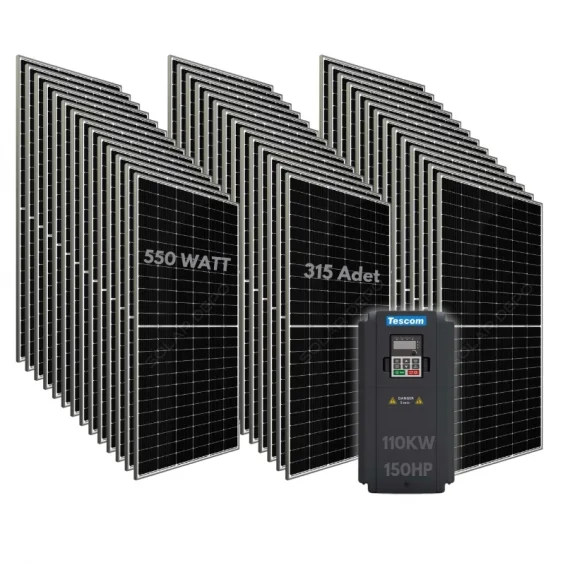 110KW 150HP 3Faz 380V Güneş Paneli ile Dalgıç Pompa Sistemi