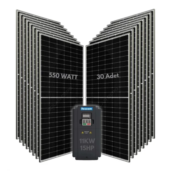 11KW 15HP 3Faz 380V Güneş Paneli ile Dalgıç Pompa Sistemi