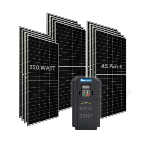 15KW 20HP 3Faz 380V Güneş Paneli ile Dalgıç Pompa Sistemi