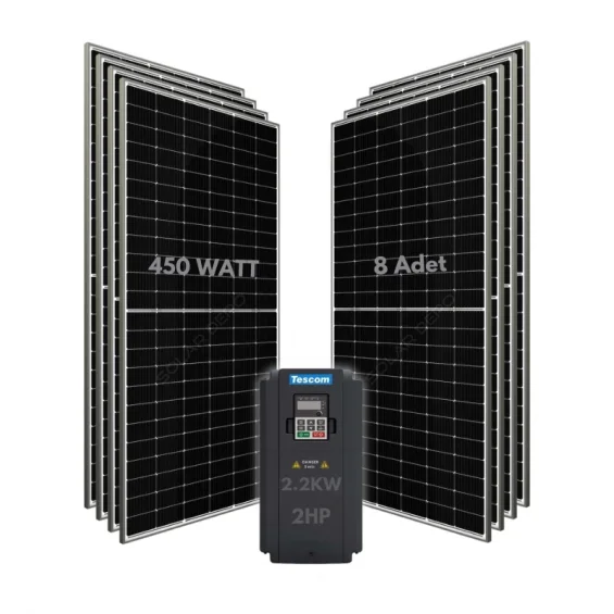 1.5KW 2HP 3Faz 380V Güneş Paneli ile Dalgıç Pompa Sistemi